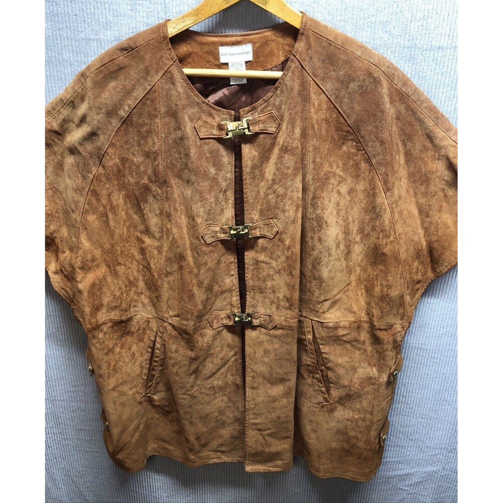 Soft Surrounds Suede Jacket Size 1 X Camel Buckle Closure Short Sleeve